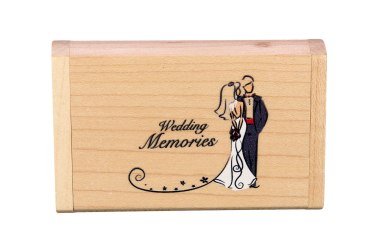 Holz USB-Stick mit Box "Wedding Memories". Hochzeit Design
